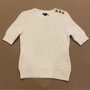 Talbots Short Sleeve Sweater With Button Detail on Shoulder New W Tag Size MP